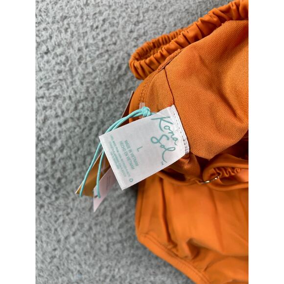 Kona Sol One Piece Swimsuit Womens Large Orange Padded Open Back Swimwear NWT - Picture 8 of 10